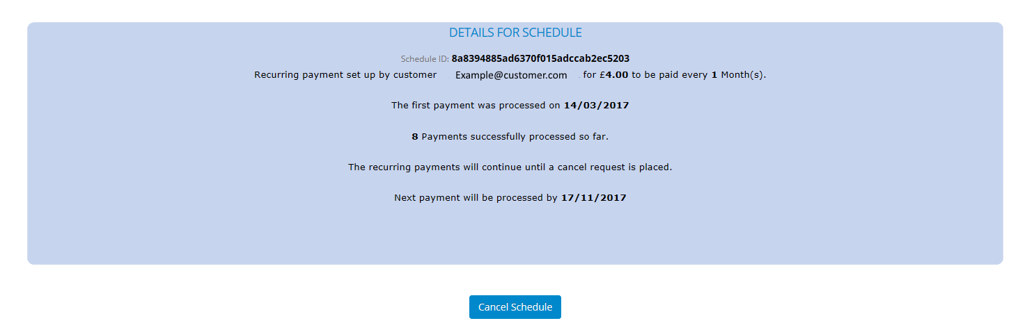Schedule details