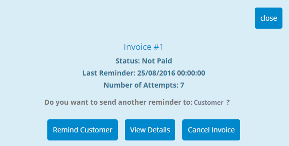 unpaid invoice screen